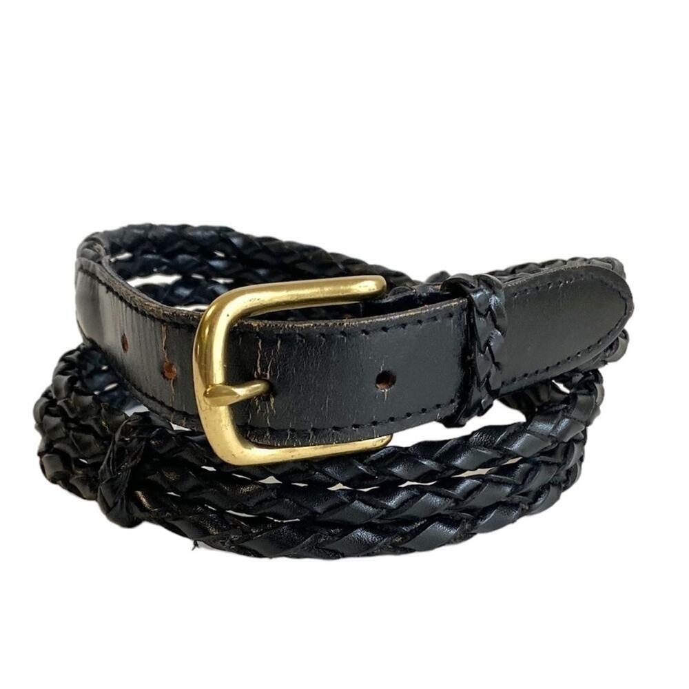 Vintage Statement Belt‎ Black Woven Leather Unisex Mens Womens Large